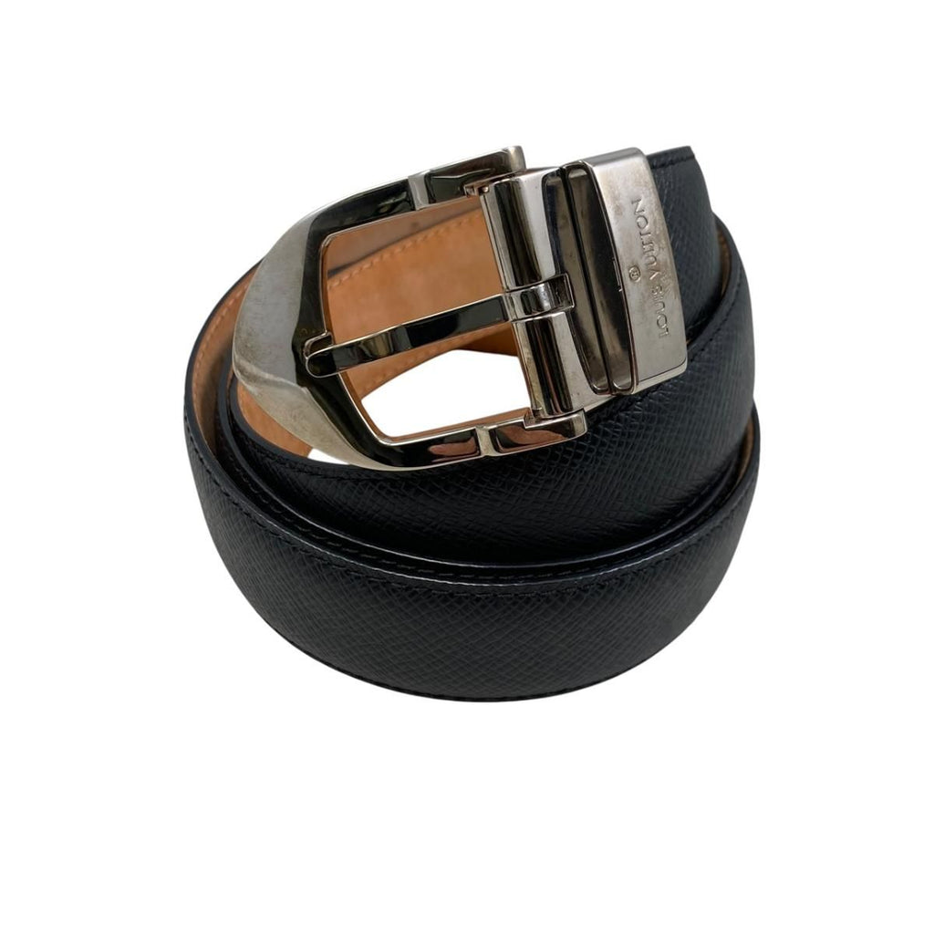 Louis Vuitton Belt Ceinture Classic 100 40 Taiga Leather Noir Black