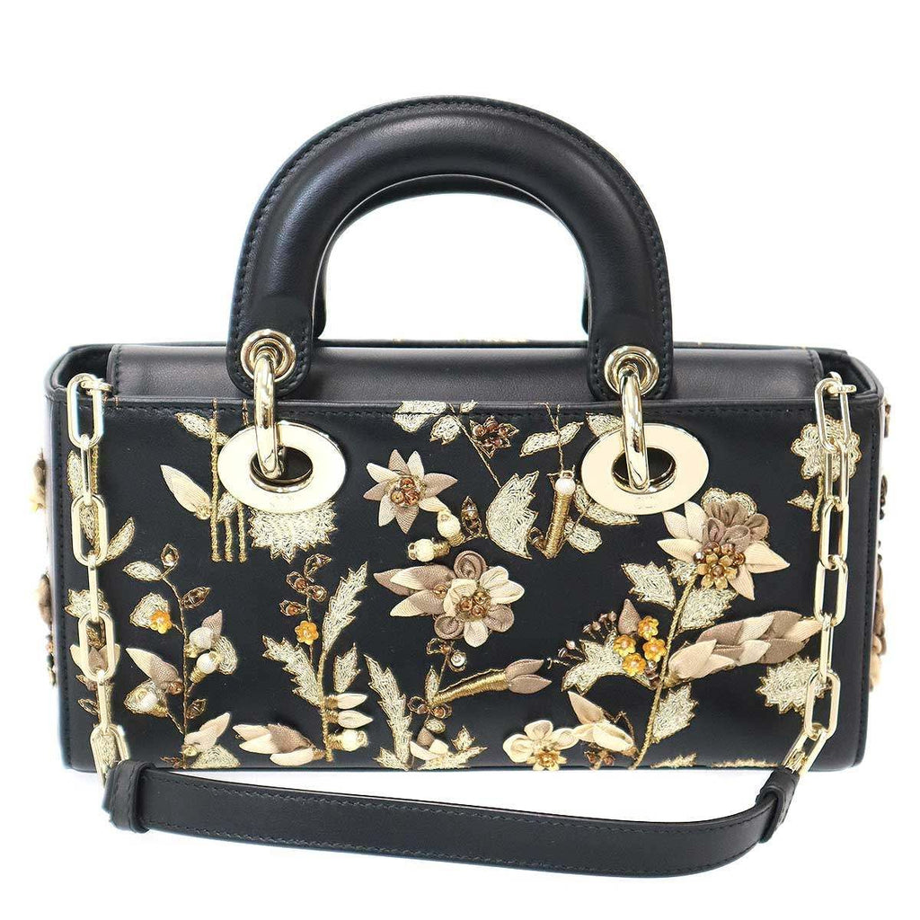 Dior Lady D-joy Ombres Florales Embroidery Joy Shoulder Bag Black — view 2