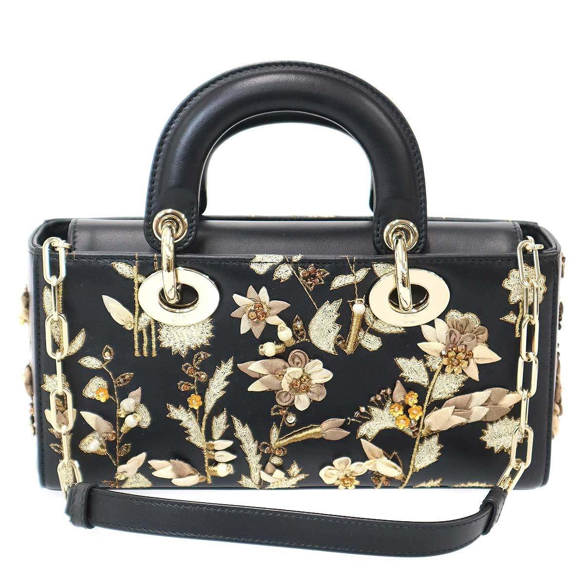 Dior Lady D-joy Ombres Florales Embroidery Joy Shoulder Bag Black — view 2