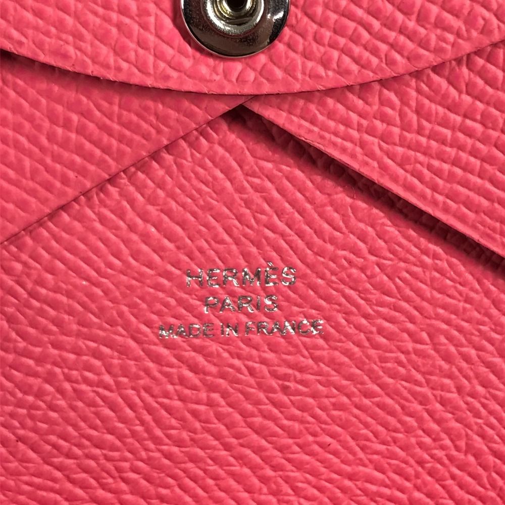 Hermes Calvi Duo Epsom Rose Azaleas Pink Wallet — view 7