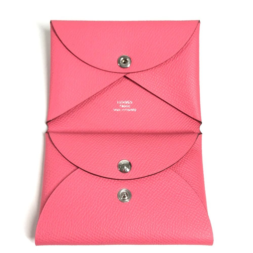 Hermes Calvi Duo Epsom Rose Azaleas Pink Wallet — view 6
