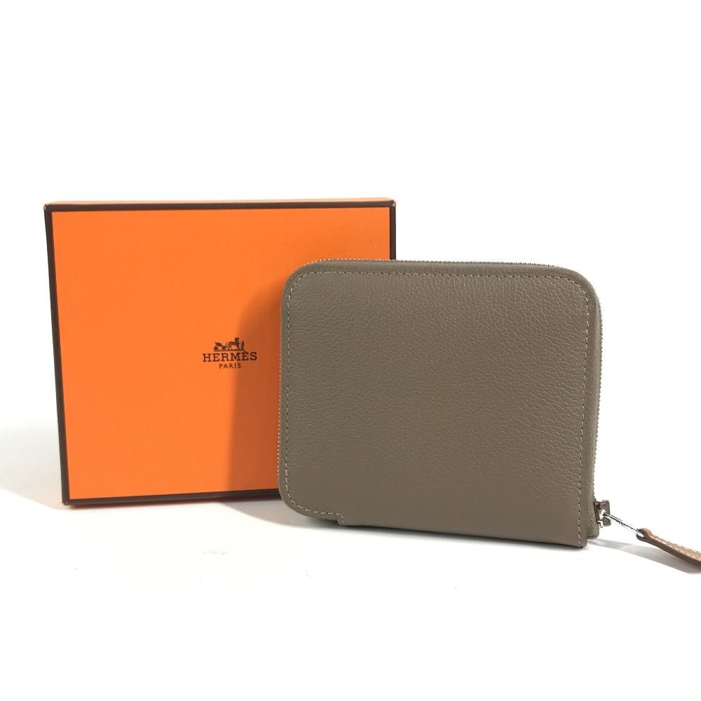 Hermes Coin Case Azap Compact Silk in Evercolor Etoupe Gray — view 7
