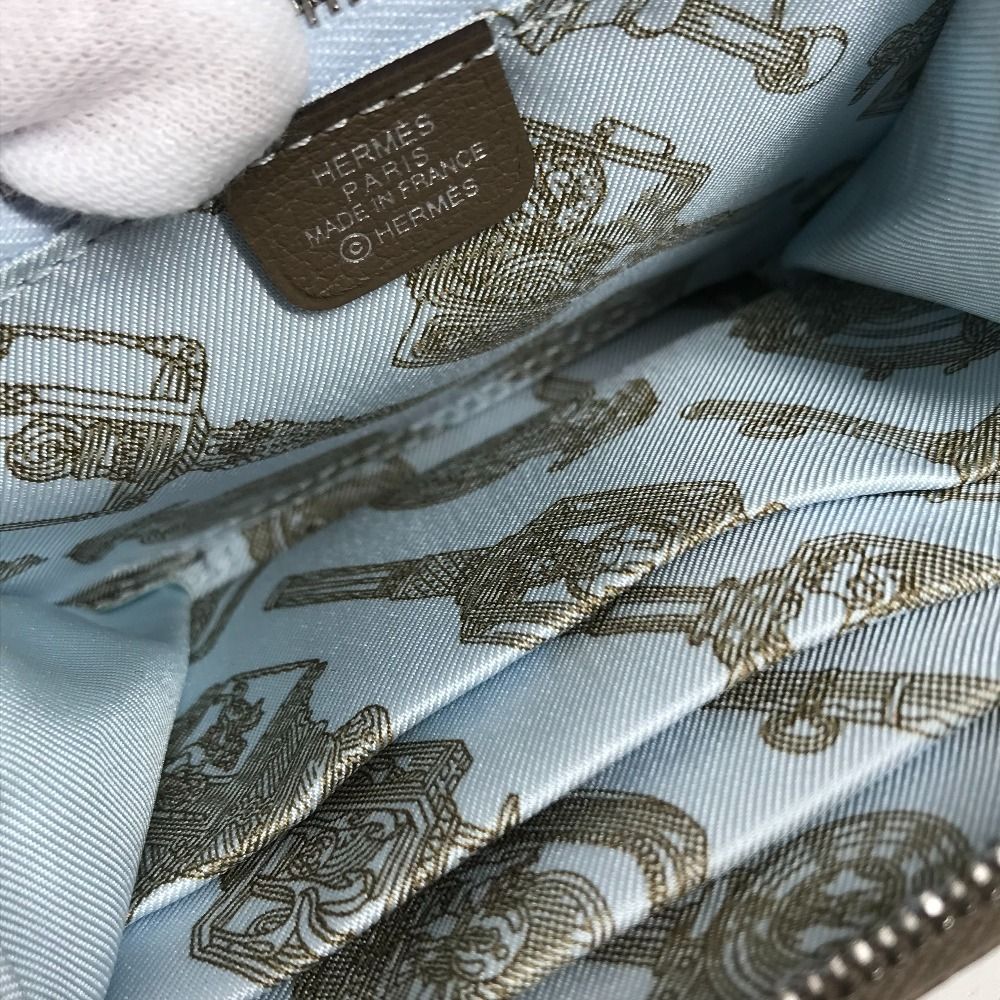 Hermes Coin Case Azap Compact Silk in Evercolor Etoupe Gray — view 6