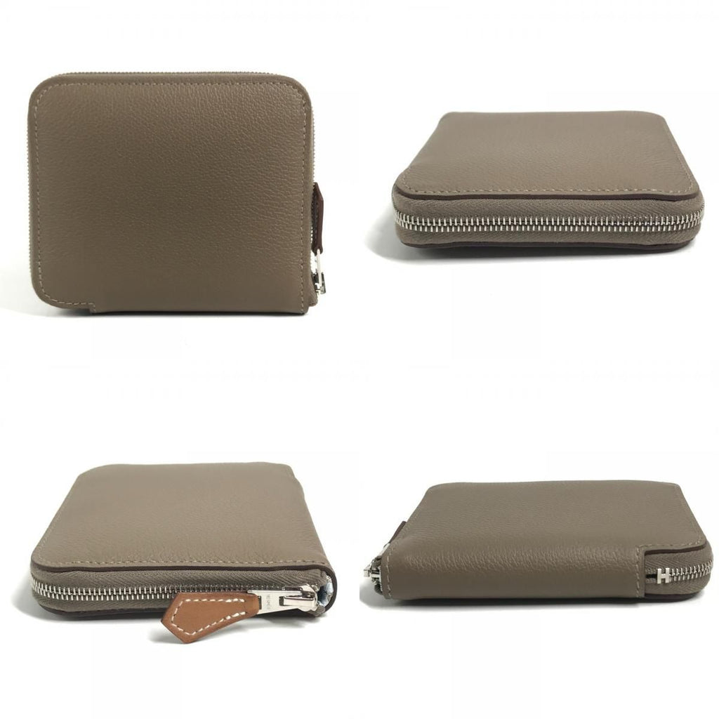 Hermes Coin Case Azap Compact Silk in Evercolor Etoupe Gray — view 8