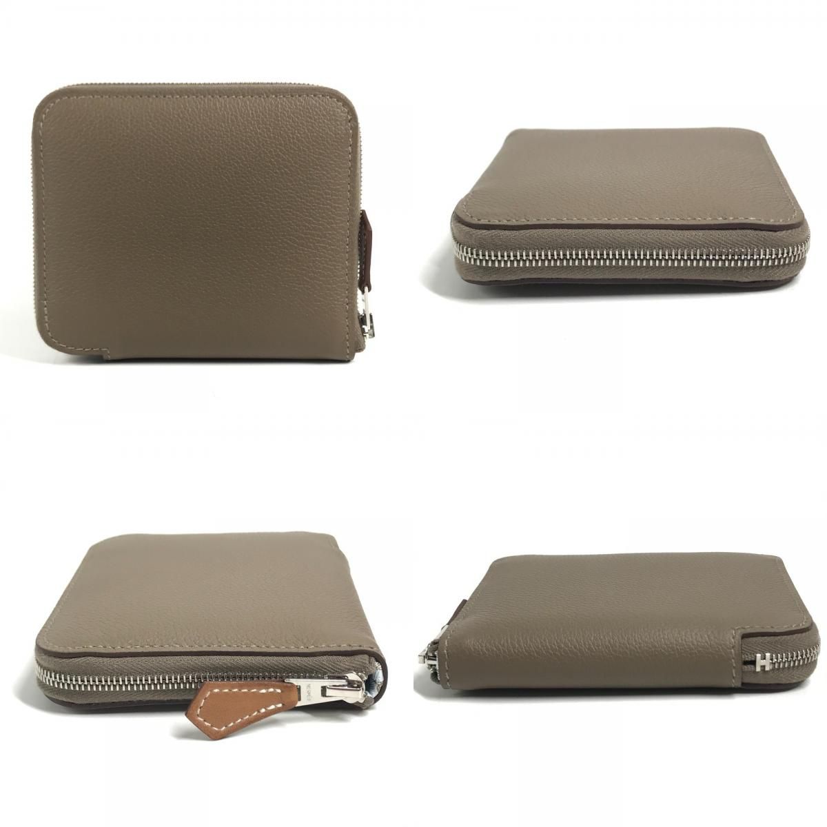 Hermes Coin Case Azap Compact Silk in Evercolor Etoupe Gray — view 8