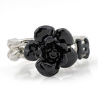 Chanel Ring CC Logo Camellia Silver Plated Black — view 2