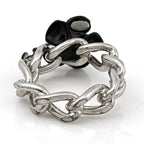 Chanel Ring CC Logo Camellia Silver Plated Black — view 3