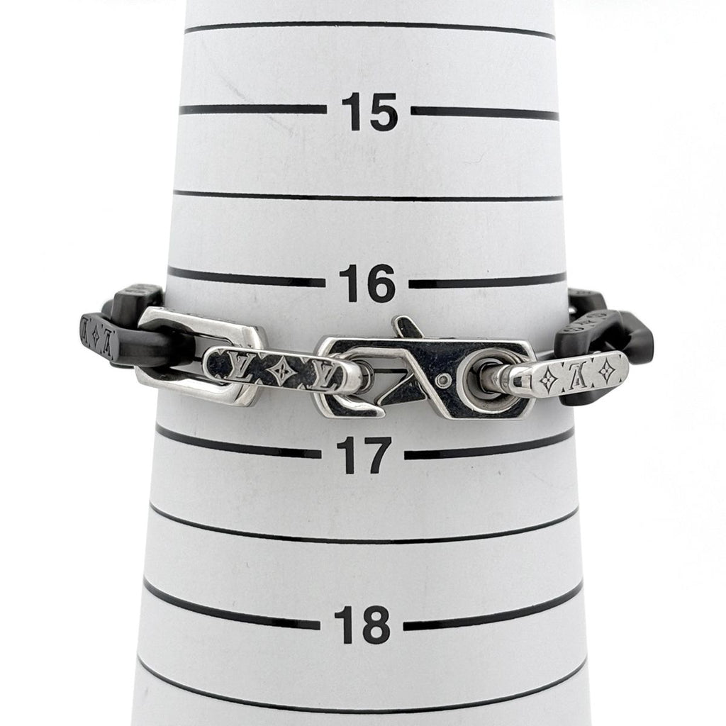 Louis Vuitton Bracelet Monogram Chain Metal Silver Black — view 4