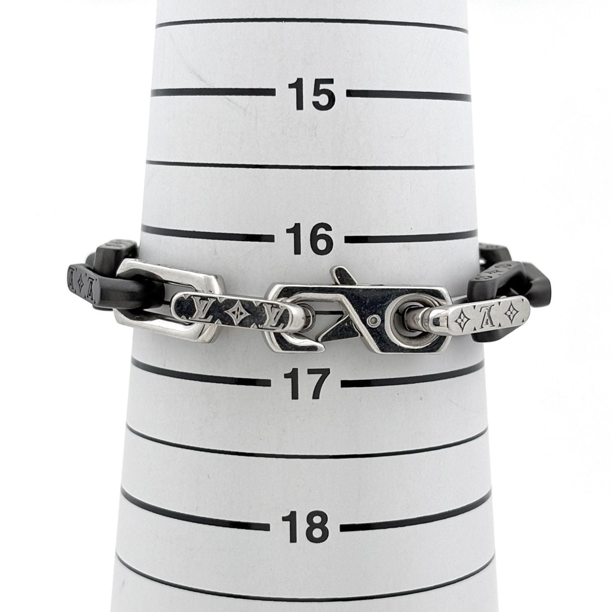 Louis Vuitton Bracelet Monogram Chain Metal Silver Black — view 4