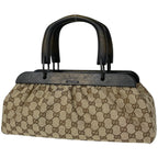 Gucci Handbag Wood Handle GG Pattern Canvas Beige