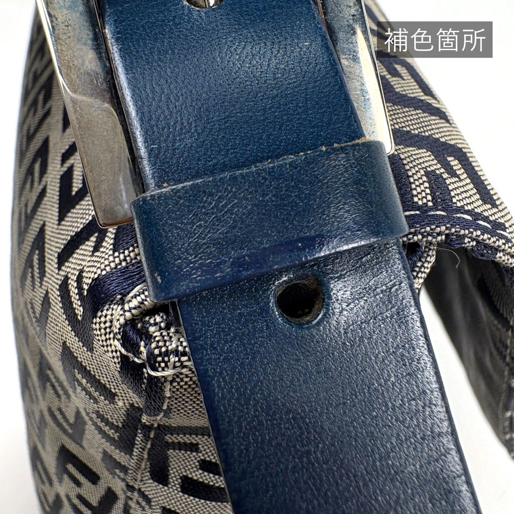 Fendi Shoulder Bag Zucchino Pattern Mamma Bucket Canvas Navy — view 7