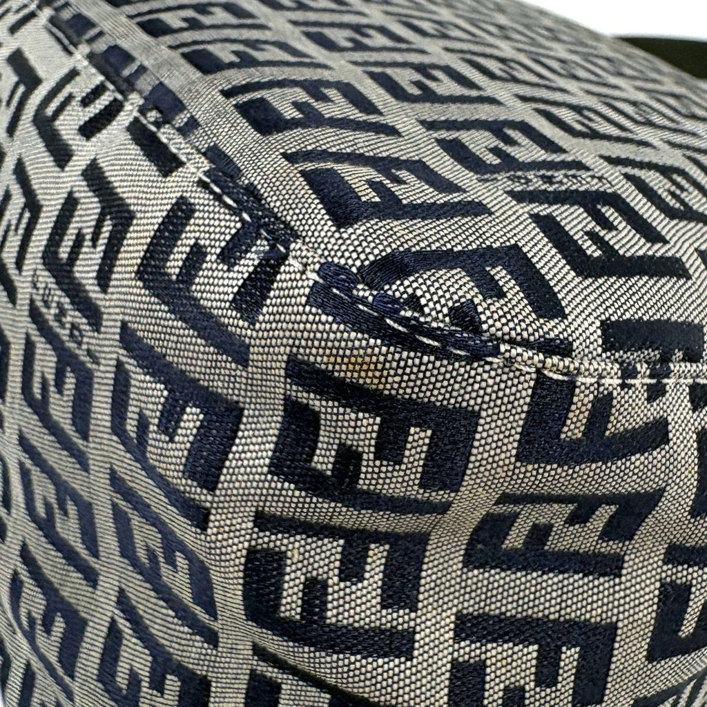 Fendi Shoulder Bag Zucchino Pattern Mamma Bucket Canvas Navy — view 3