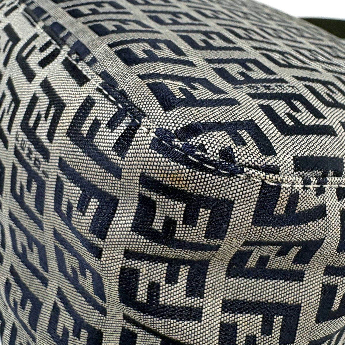 Fendi Shoulder Bag Zucchino Pattern Mamma Bucket Canvas Navy — view 3