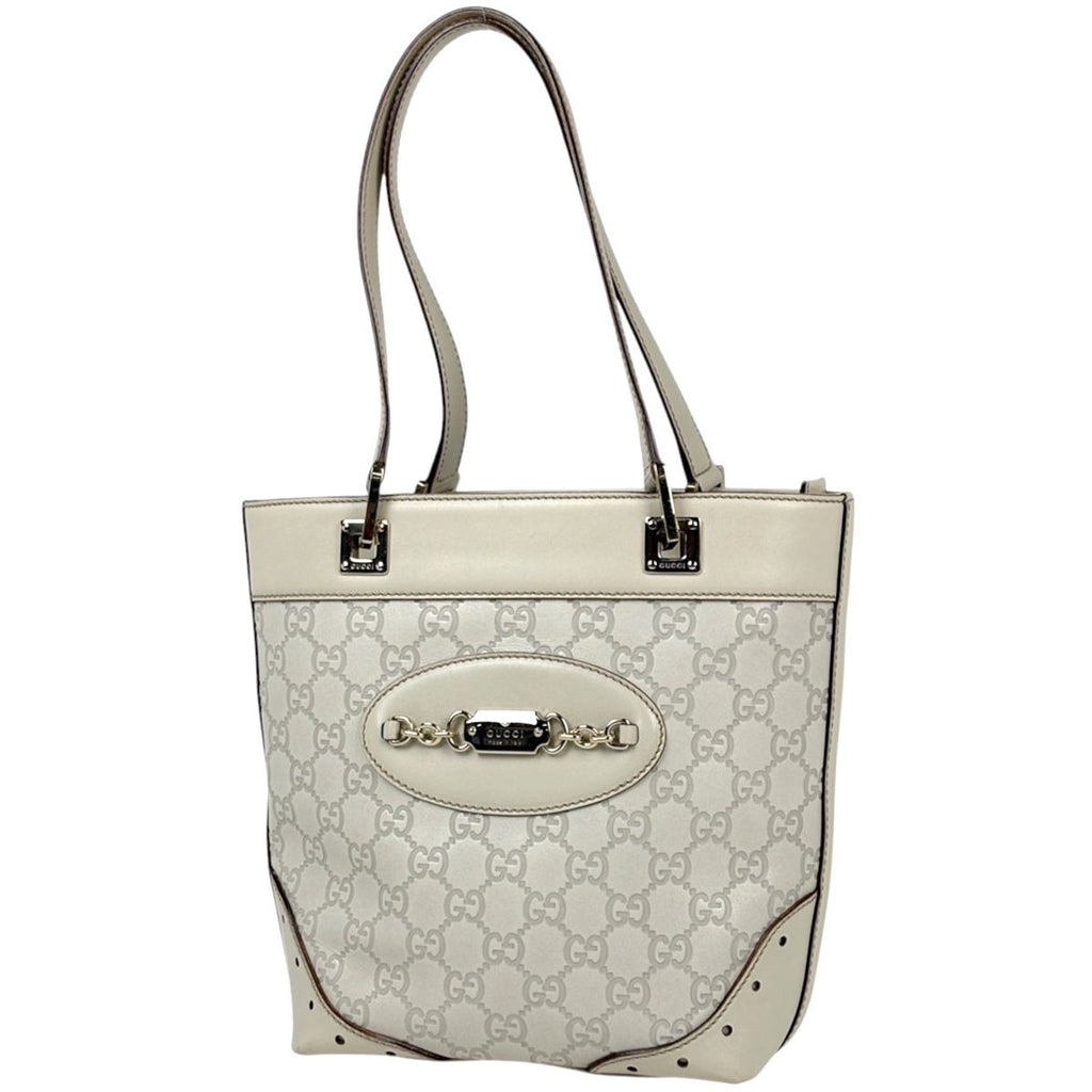 Gucci Guccissima Tote Bag GG Pattern Shimarais White