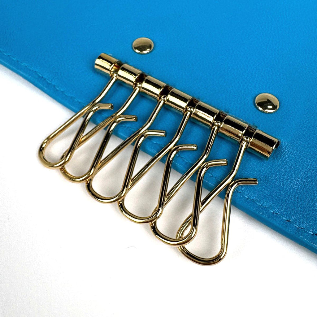 Bottega Veneta Key Case Intrecciato 6 Rows Leather Blue Key Holder — view 4