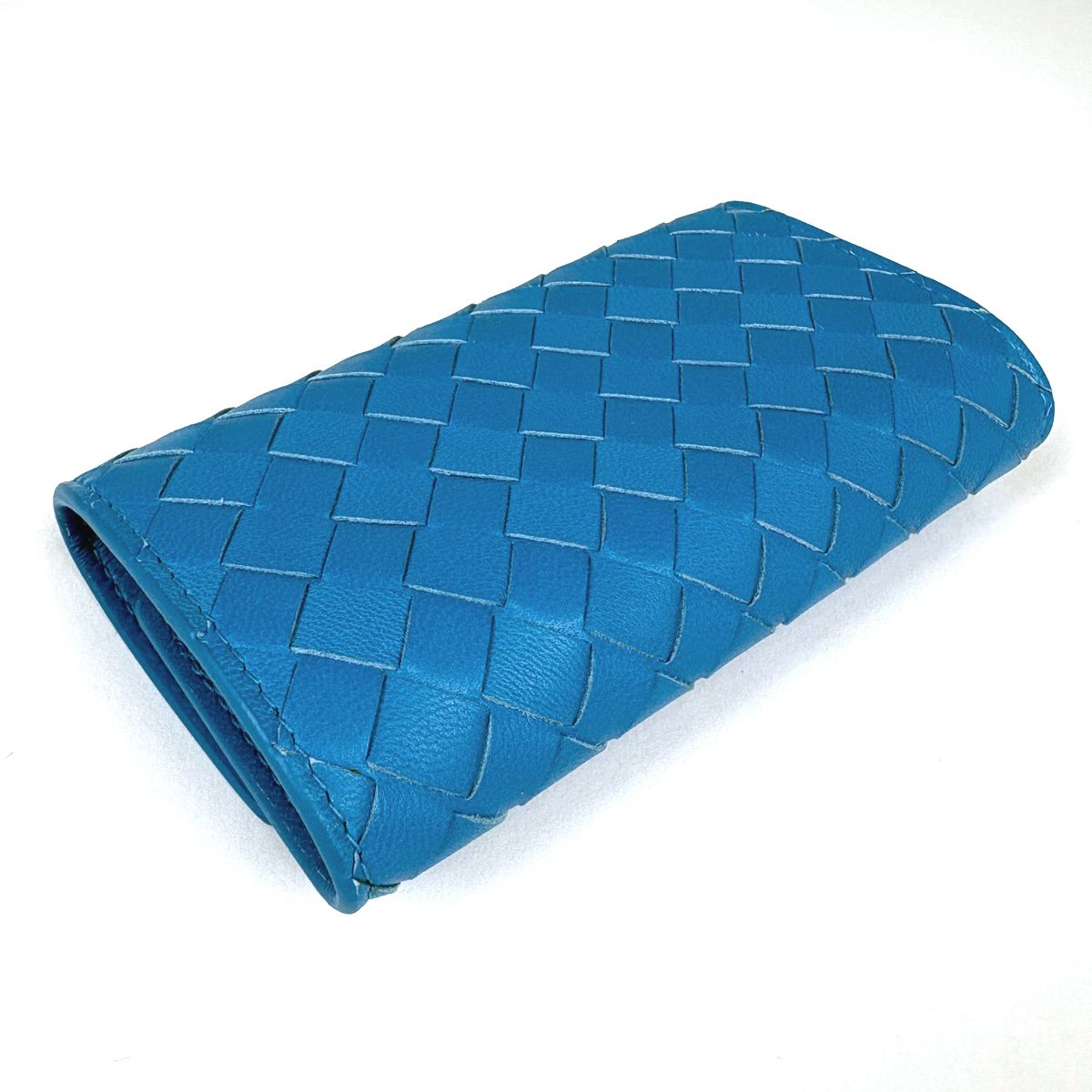 Bottega Veneta Key Case Intrecciato 6 Rows Leather Blue Key Holder — view 2
