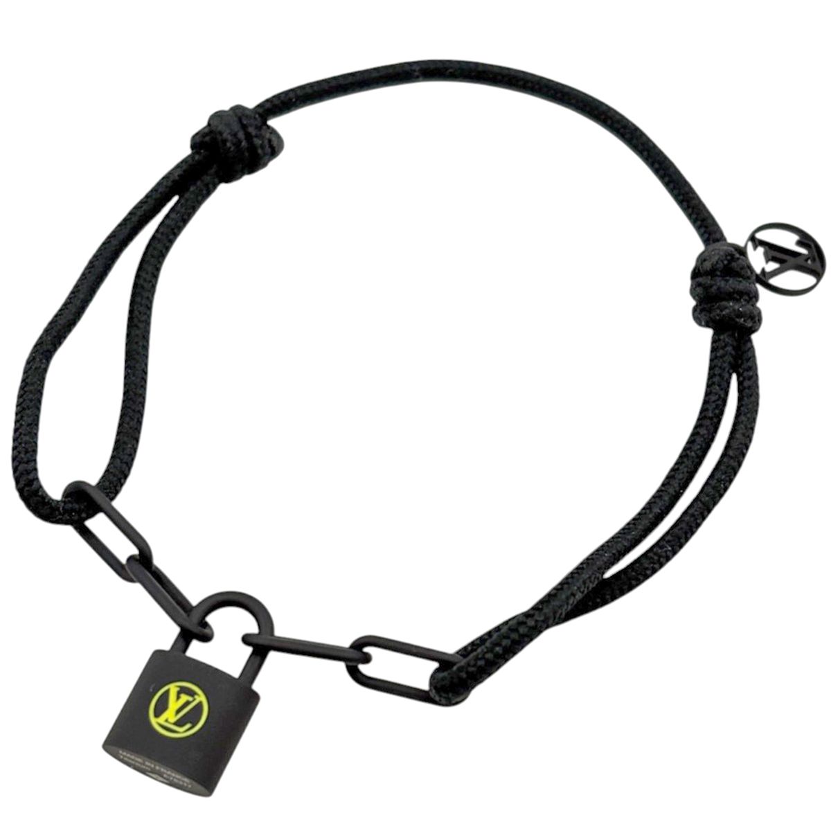 Louis Vuitton Silver Lockit Virgil Abloh Bracelet Titanium Polyester Black