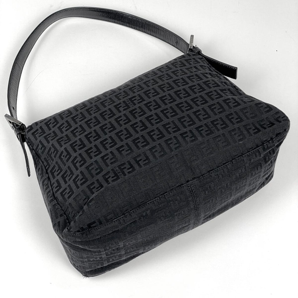 Fendi Shoulder Bag Zucchino Pattern Canvas Black — view 2