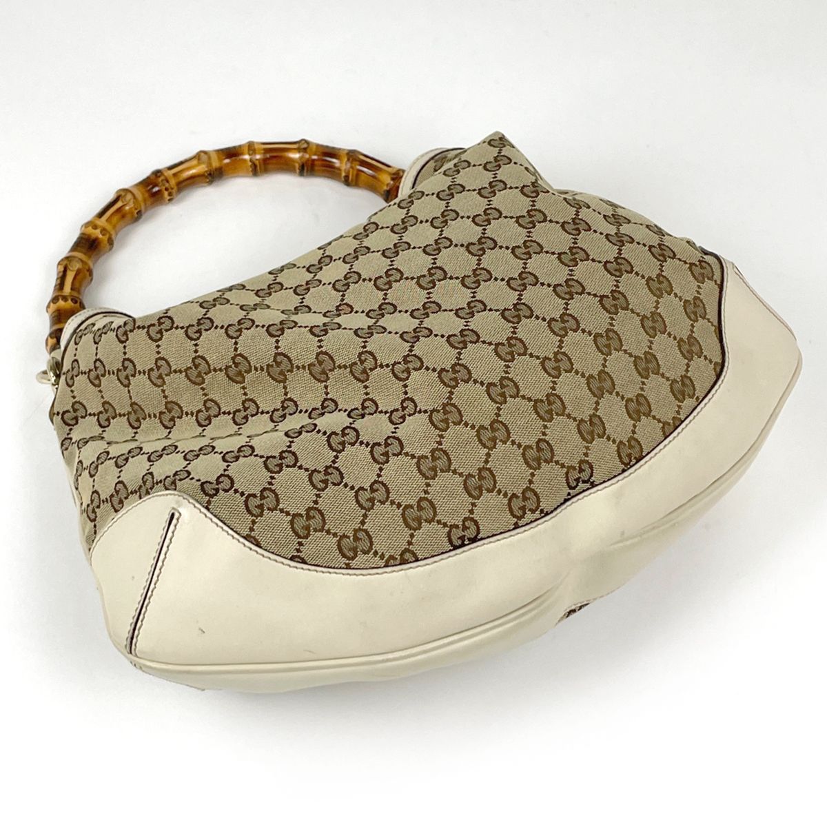 Gucci Shoulder Bag Bamboo GG Pattern Canvas Beige White — view 2