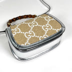 Gucci Handbag Bamboo 2-Way Enamel Raffia Beige Silver — view 2