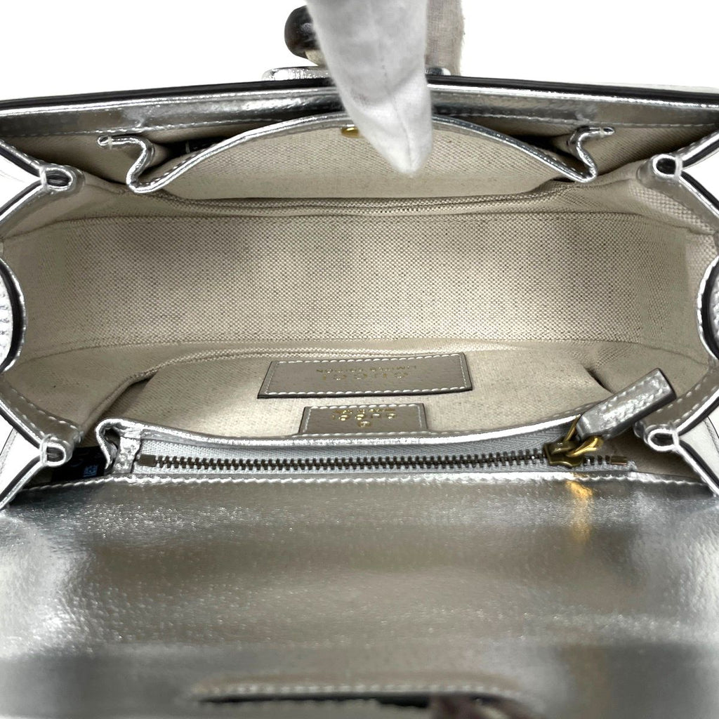 Gucci Handbag Bamboo 2-Way Enamel Raffia Beige Silver — view 7