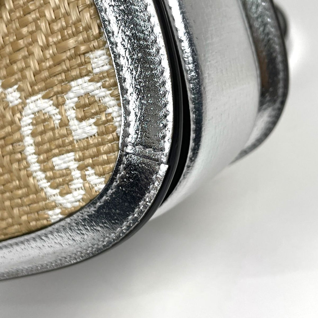 Gucci Handbag Bamboo 2-Way Enamel Raffia Beige Silver — view 3