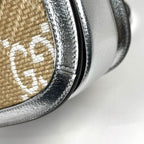 Gucci Handbag Bamboo 2-Way Enamel Raffia Beige Silver — view 3
