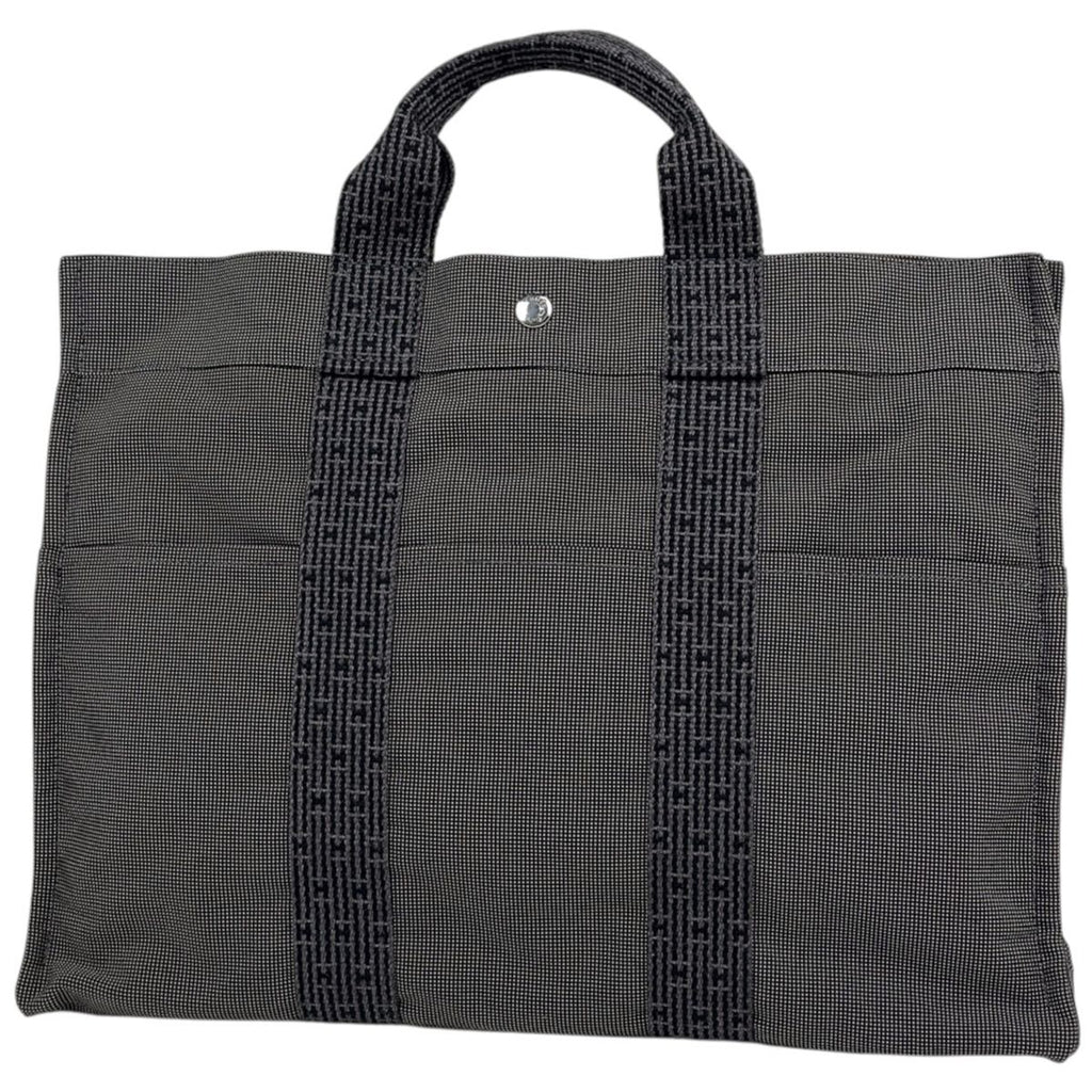 Hermes Her Line Tote Bag MM Nylon Canvas Gray