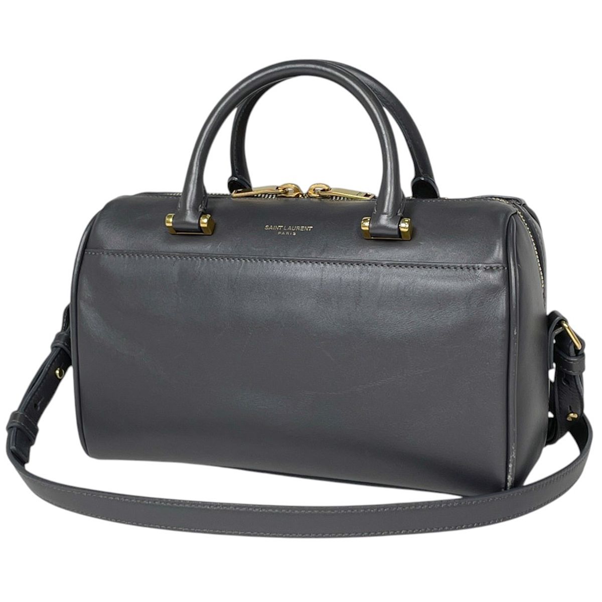 Saint Laurent Paris Handbag Baby Duffle 2-Way Leather Gray