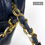 Chanel Shoulder Bag CC Logo Fringe Leather Navy — view 7