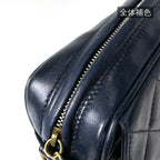 Chanel Shoulder Bag CC Logo Fringe Leather Navy — view 6
