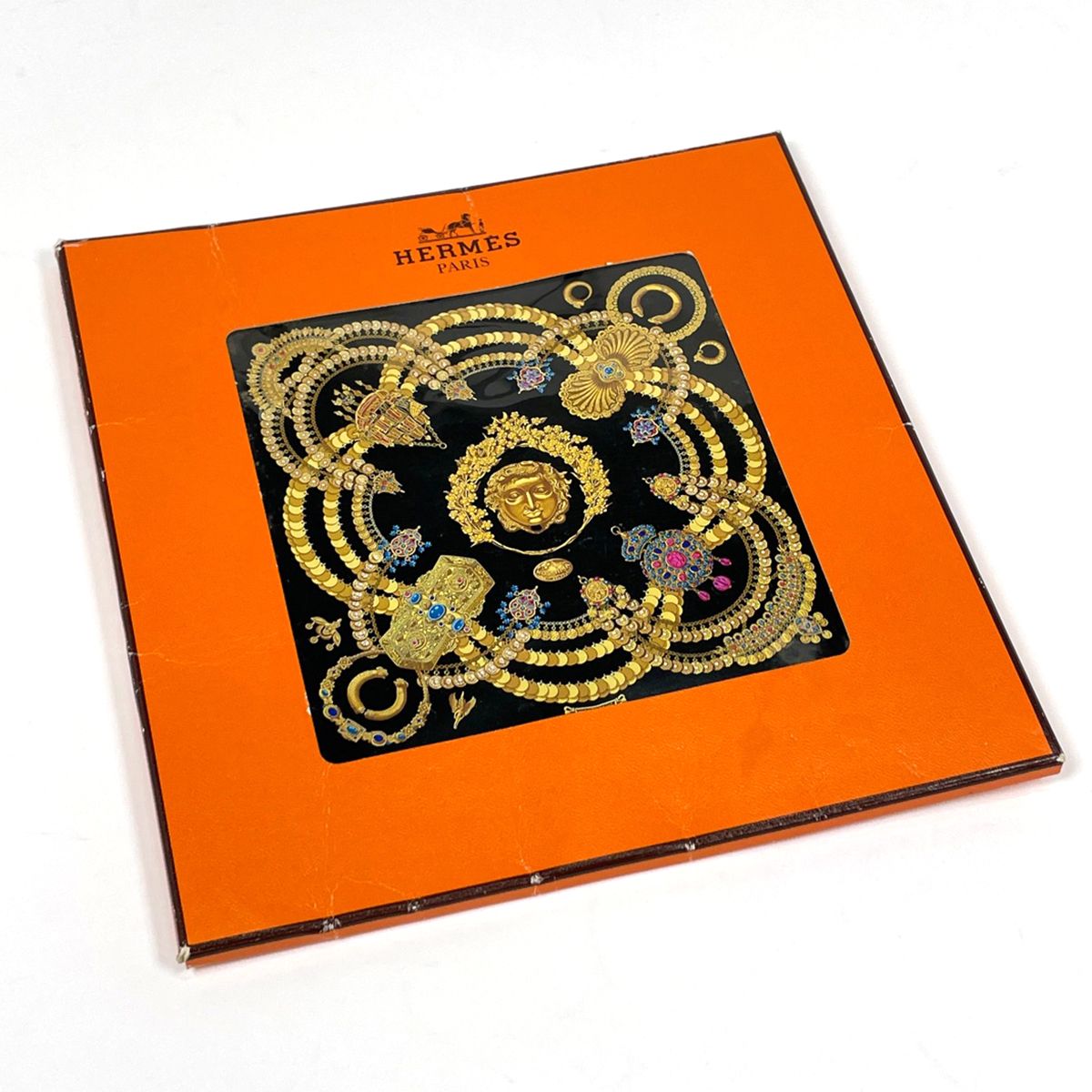 Hermes Carre 90 Kosmima Scarf Space Silk Black Gold — view 5