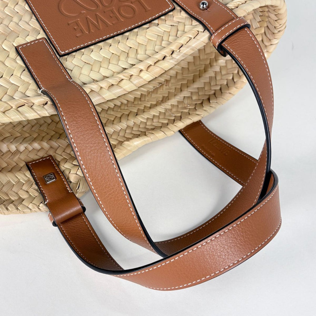 Loewe Basket Bag Handbag Bag Anagram Palm Leaf Raffia Beige Brown — view 6