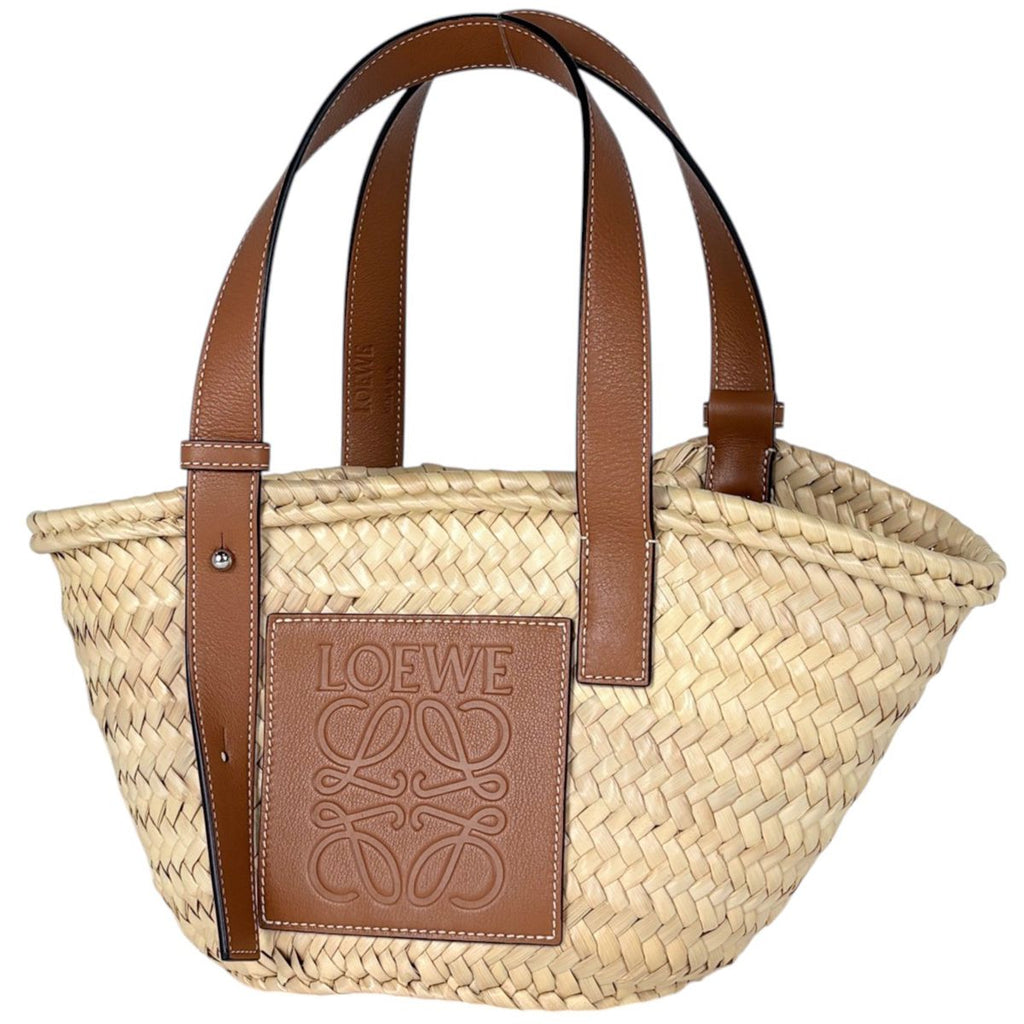 Loewe Basket Bag Handbag Bag Anagram Palm Leaf Raffia Beige Brown
