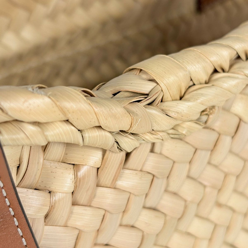 Loewe Basket Bag Handbag Bag Anagram Palm Leaf Raffia Beige Brown — view 5