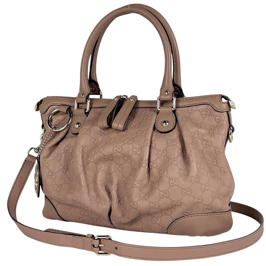 Gucci Guccissima Handbag Suky 2-Way Signature Cimarais the Salmon Pink