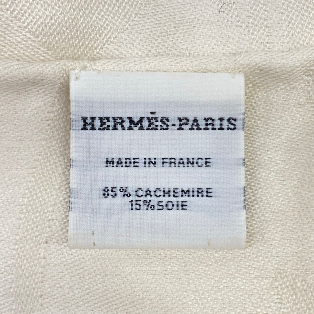 Hermes Shawl New Libris Ivory Cashmere Silk Scarf — view 2
