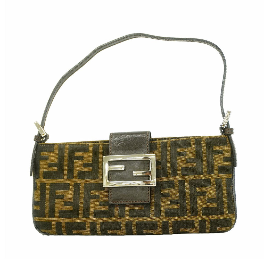 Fendi Handbag Zucca Nylon Canvas Brown