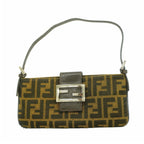 Fendi Handbag Zucca Nylon Canvas Brown