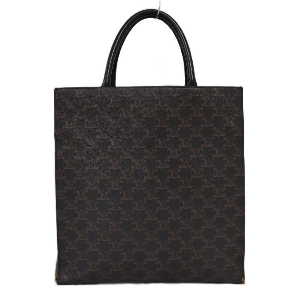 Celine Shoulder Bag Tote 2-Way Triomphe Canvas Vertical Cover Logo Brown — view 3