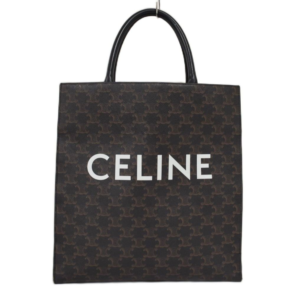 Celine Shoulder Bag Tote 2-Way Triomphe Canvas Vertical Cover Logo Brown