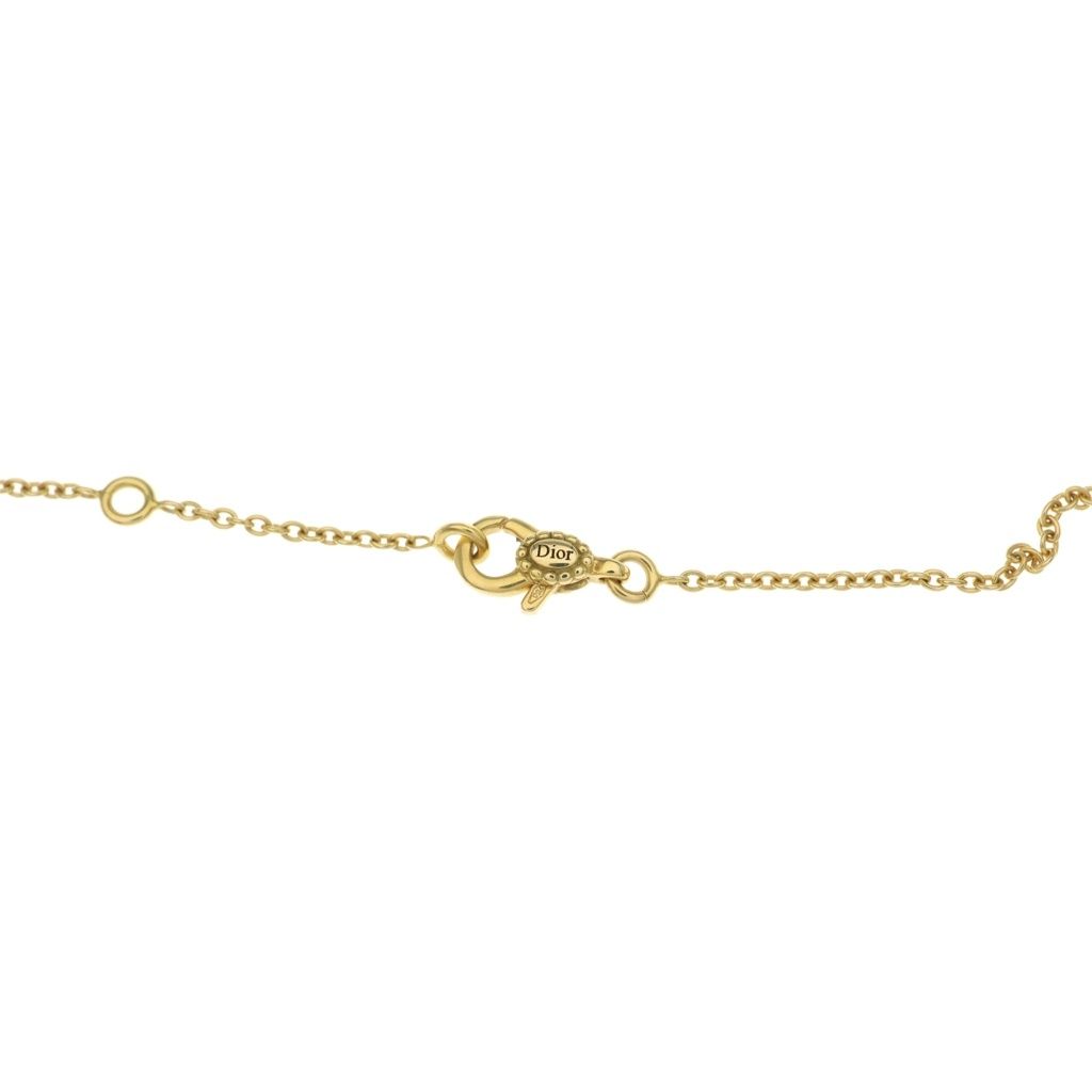 Dior Rose Devan Pearl Diamond Pendant Chain Yellow Gold — view 5
