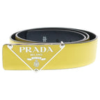 Prada Saffiano Triangle Logo Reversible Leather Belt with Metal Buckle 34 85