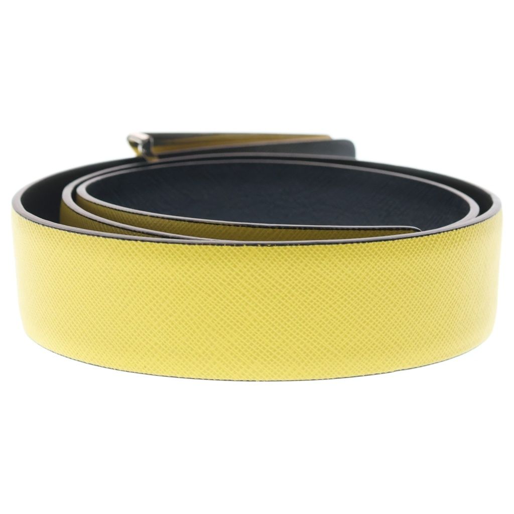 Prada Saffiano Triangle Logo Reversible Leather Belt with Metal Buckle 34 85 — view 2