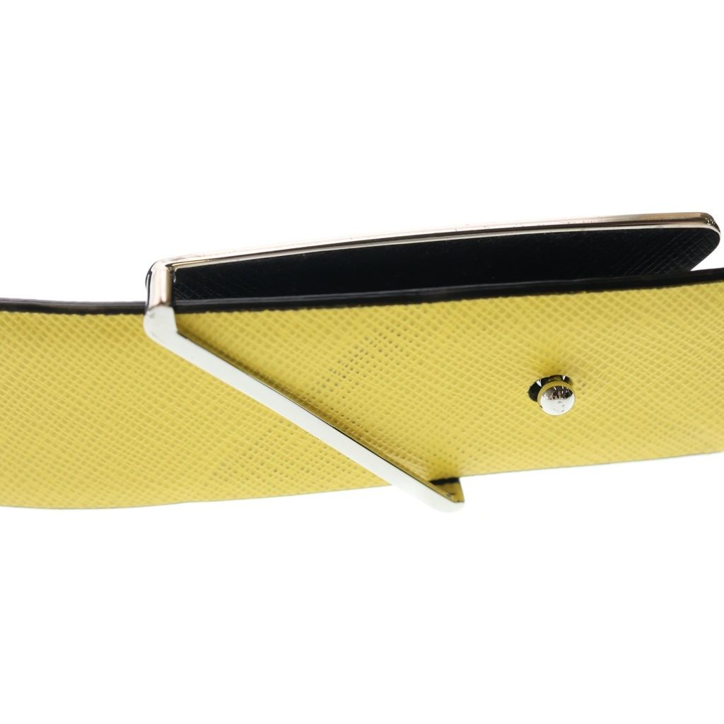 Prada Saffiano Triangle Logo Reversible Leather Belt with Metal Buckle 34 85 — view 6