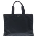Prada Tote Bag Tessuto Black Nylon Leather Silver