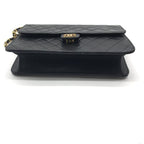 Chanel CC Logo Lambskin Leather Chain Shoulder Bag Black Push Lock — view 4