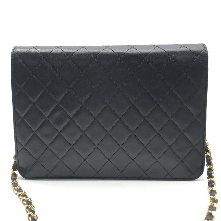Chanel CC Logo Lambskin Leather Chain Shoulder Bag Black Push Lock — view 3