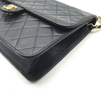 Chanel CC Logo Lambskin Leather Chain Shoulder Bag Black Push Lock — view 6