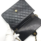 Chanel CC Logo Lambskin Leather Chain Shoulder Bag Black Push Lock — view 8